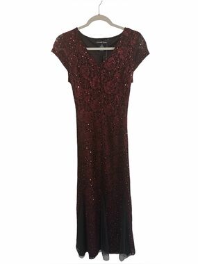 Candalite Petite Holiday Whimsigoth Burgundy Sequin Lace Evening Dress Size MP